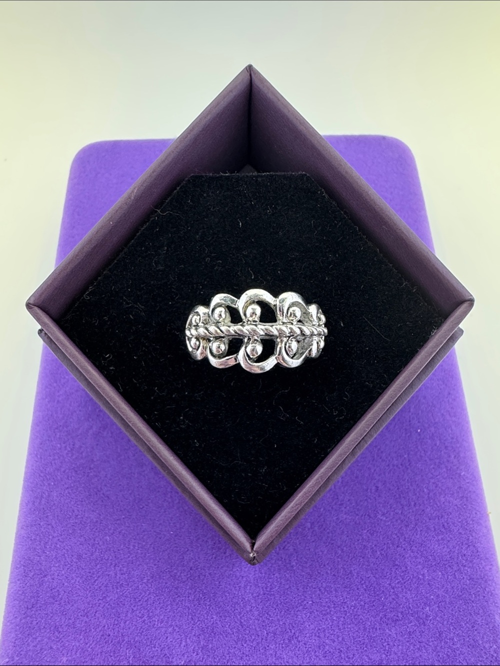 💛 Vintage Avon Silver French Filigree Band Ring | Designer